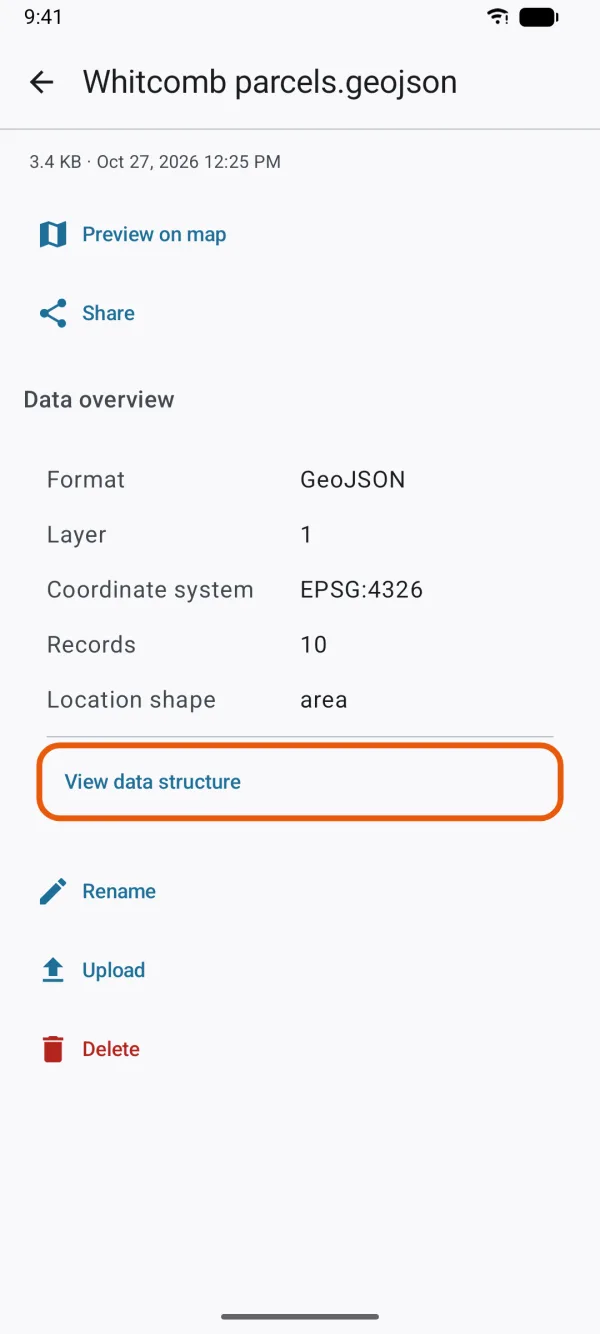 Data overview for a GeoPackage.