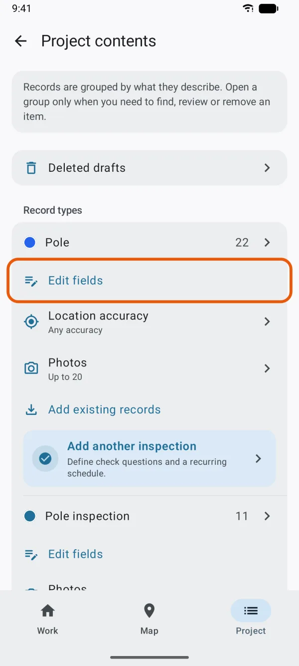 Edit fields under a record type.
