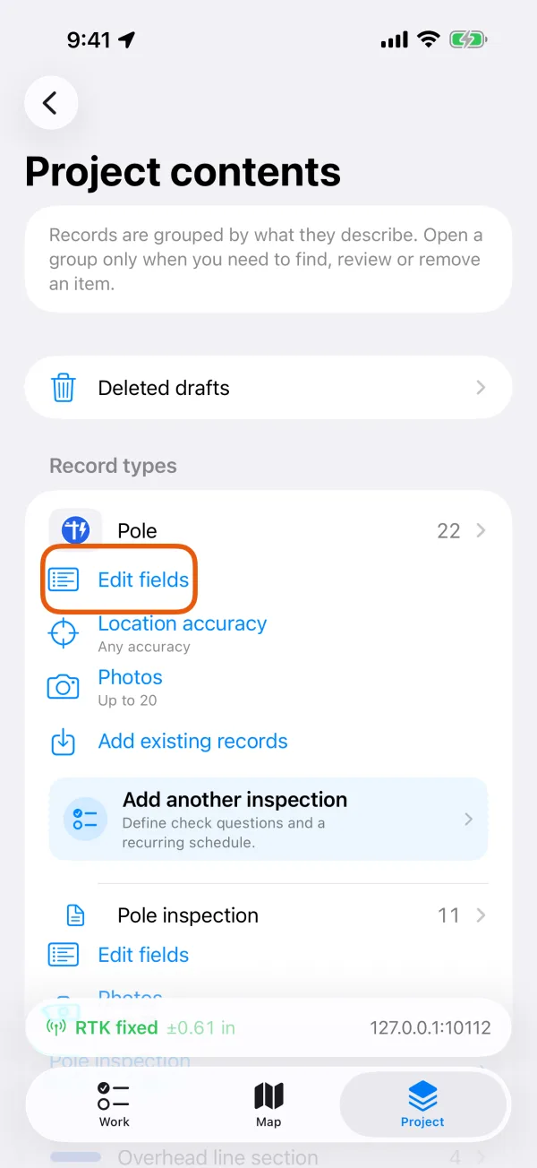 Edit fields under a record type.
