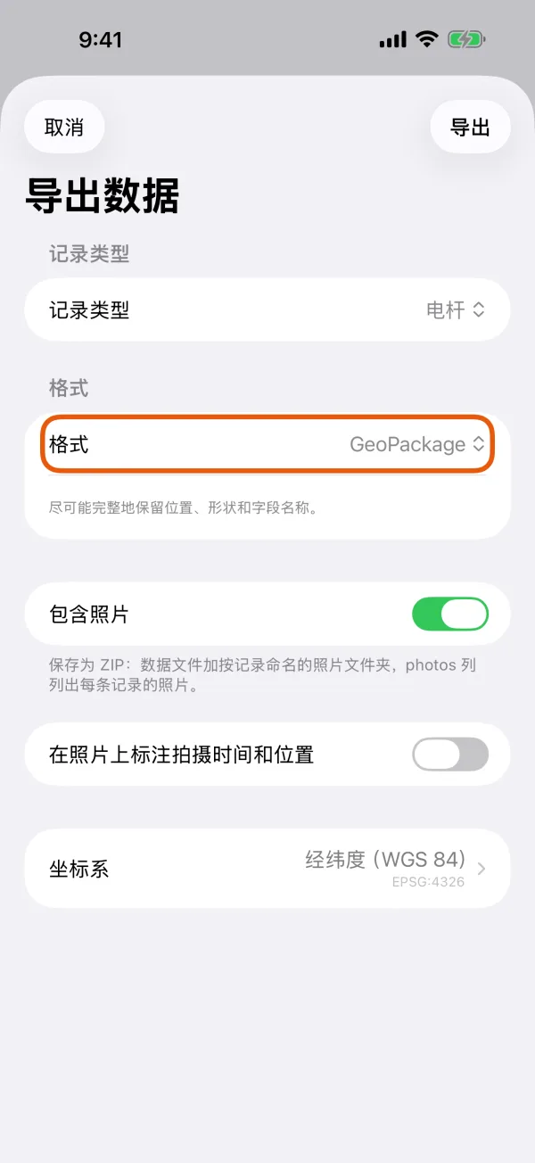 记录类型、格式，以及格式会保留的内容。
