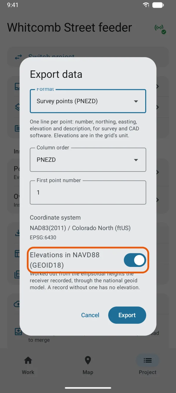 The NAVD88 switch, with how the elevations are worked out.