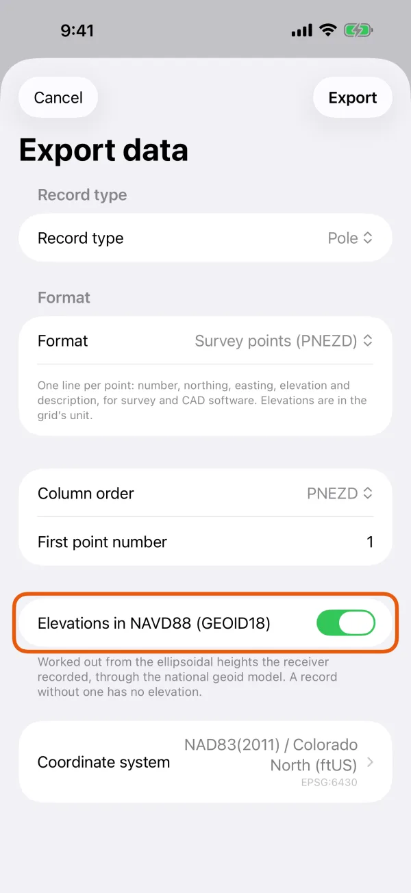 The NAVD88 switch, with how the elevations are worked out.