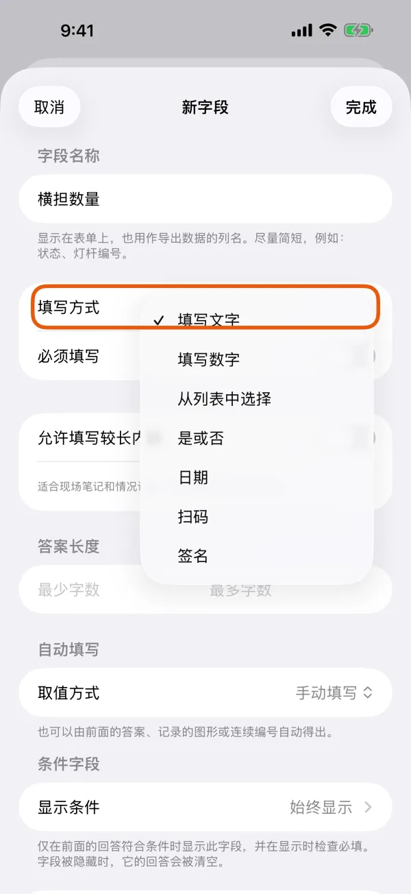 可选的填写方式。