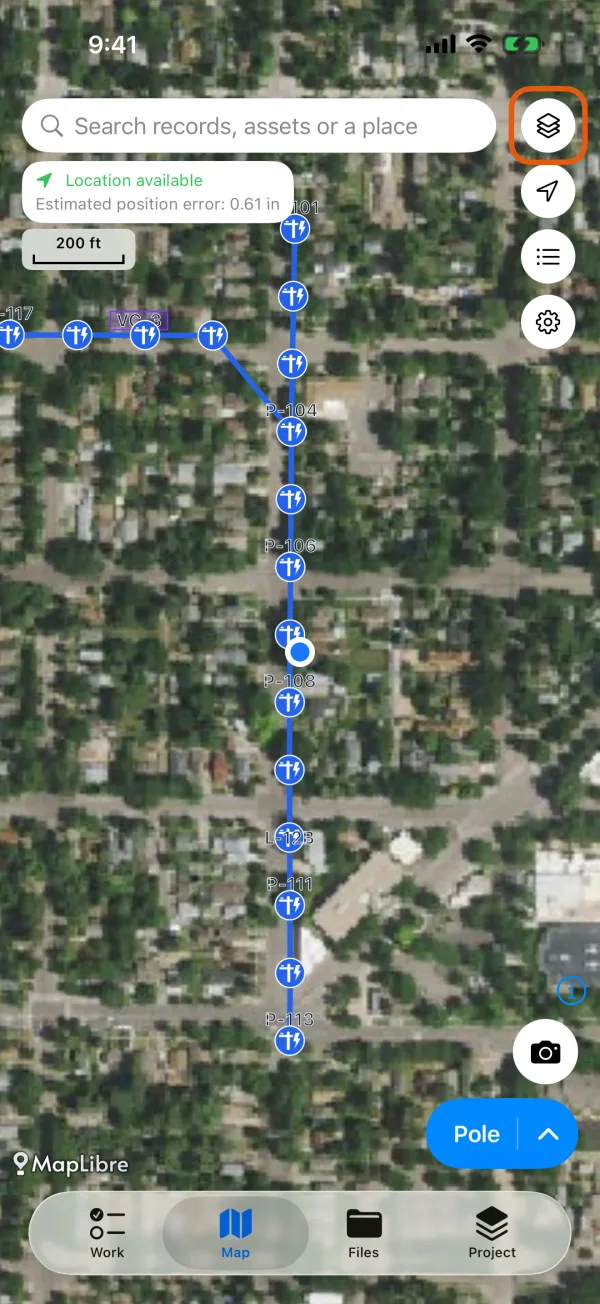 The Map layers button.