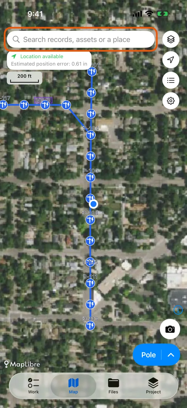 The search box at the top of the map.