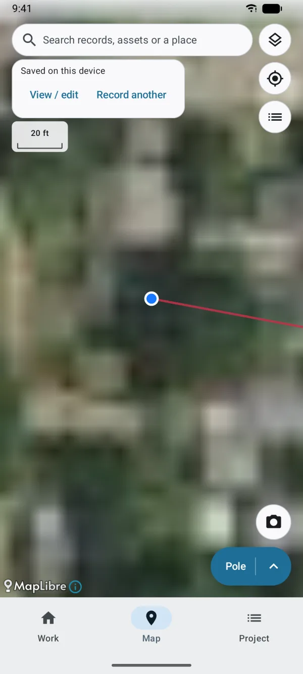 A video's marker and the path walked while filming.