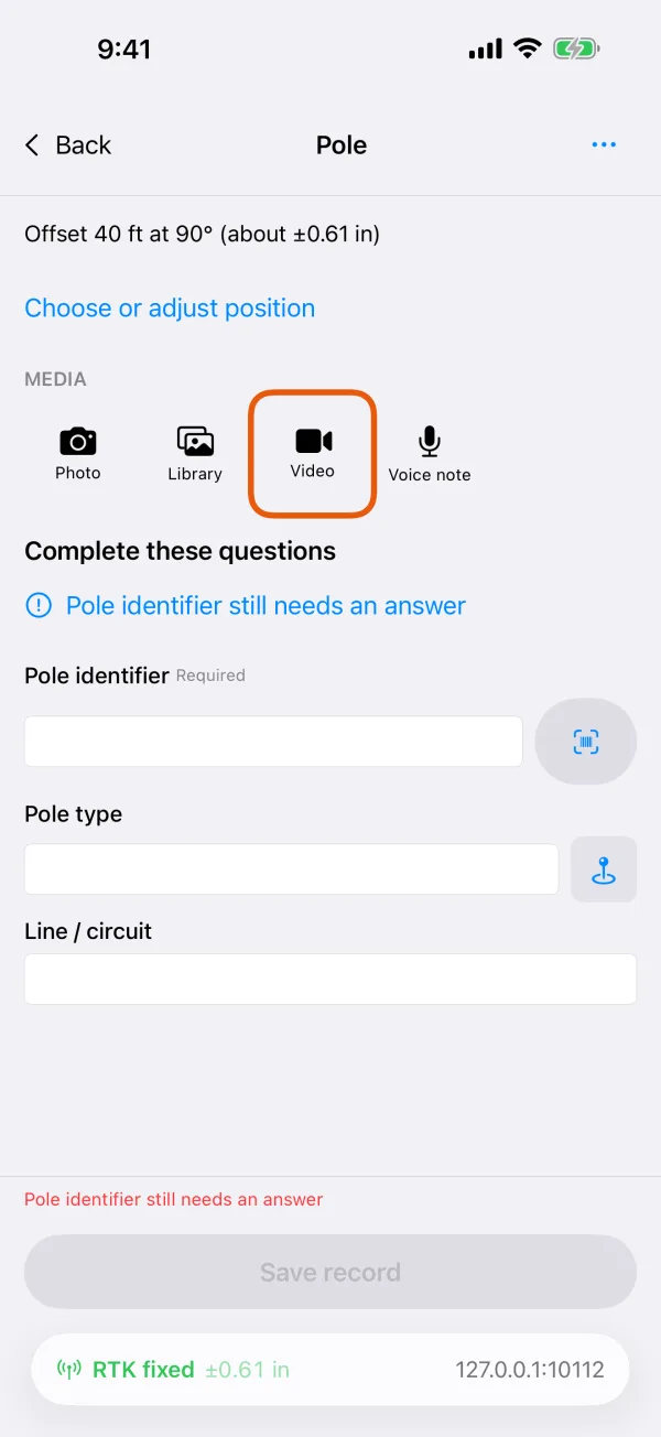The Media row, with Video and Voice note.