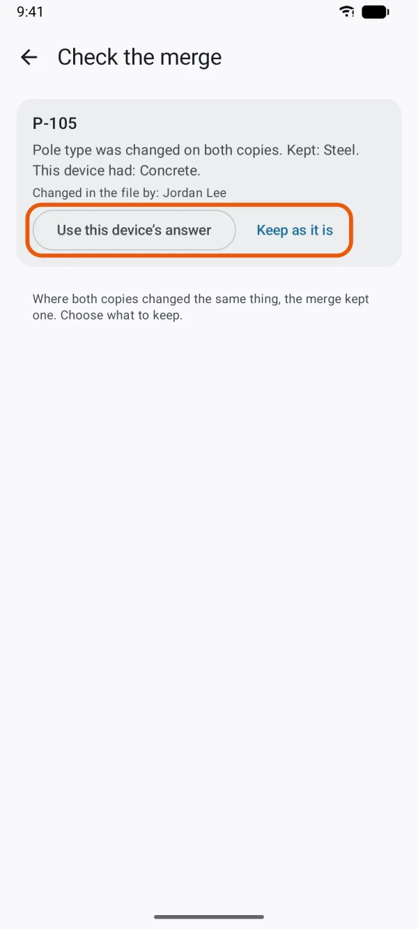 An answer changed on both copies, with the choices.
