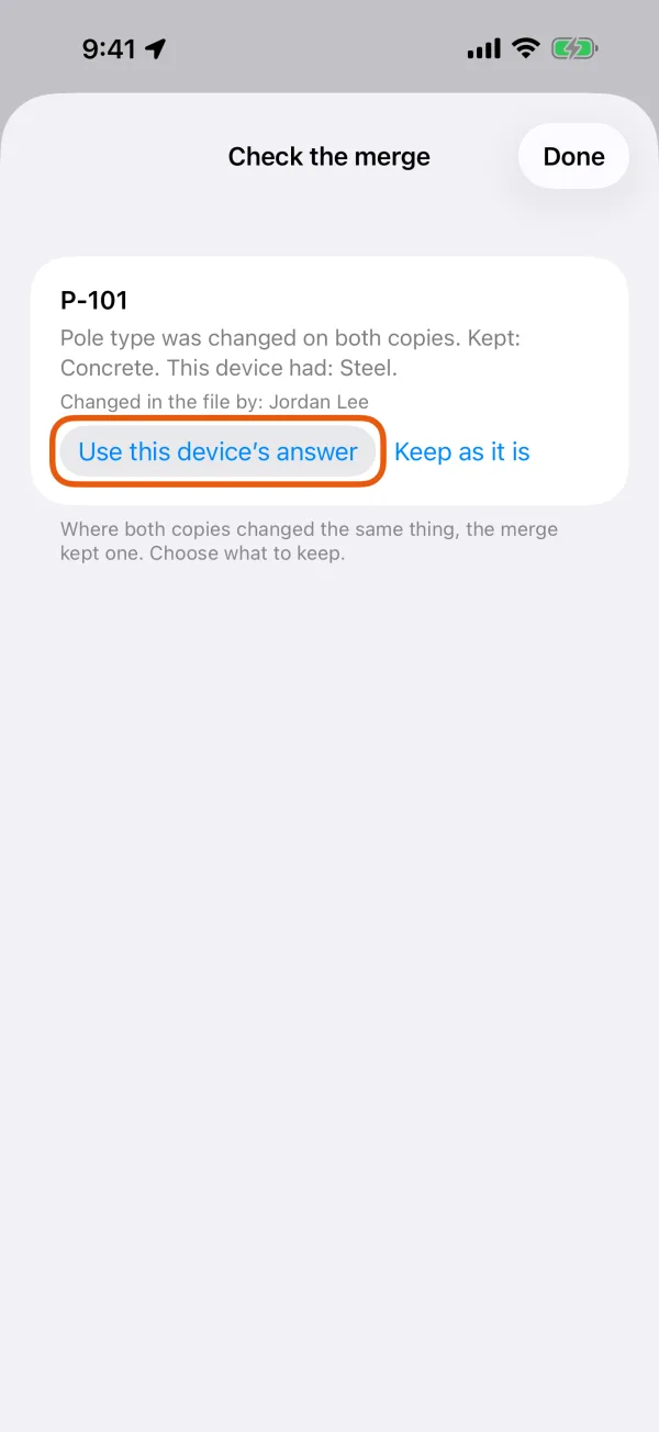An answer changed on both copies, with the choices.