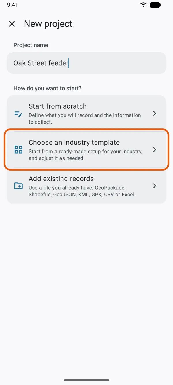 The three ways to start a project.