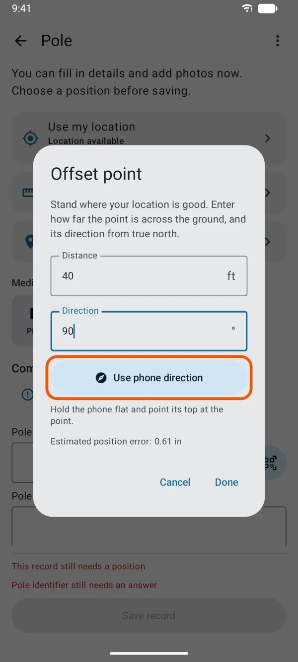 Distance, Direction and Use phone direction.