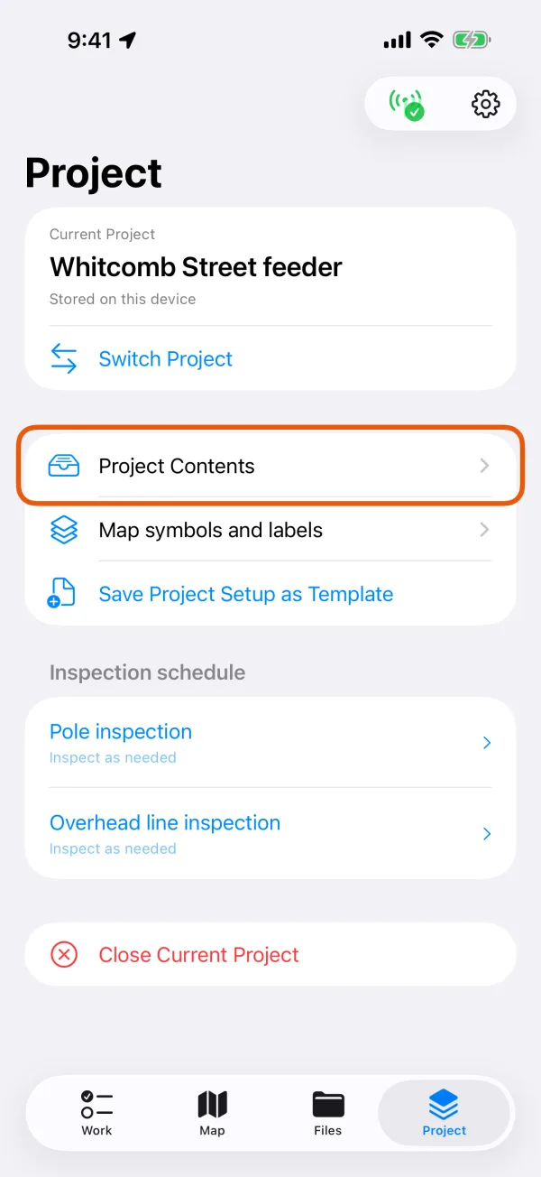 The Project tab.