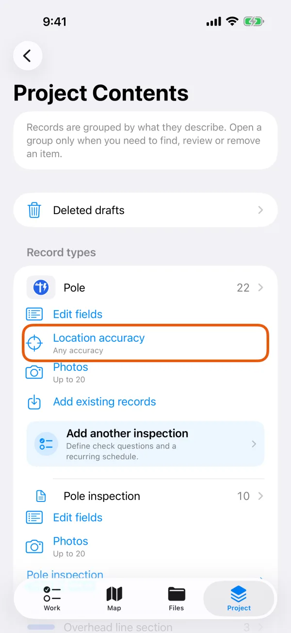 Record types, each with its Location accuracy row.