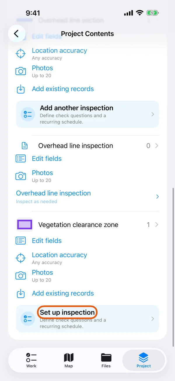 Set up inspection under an asset record type.