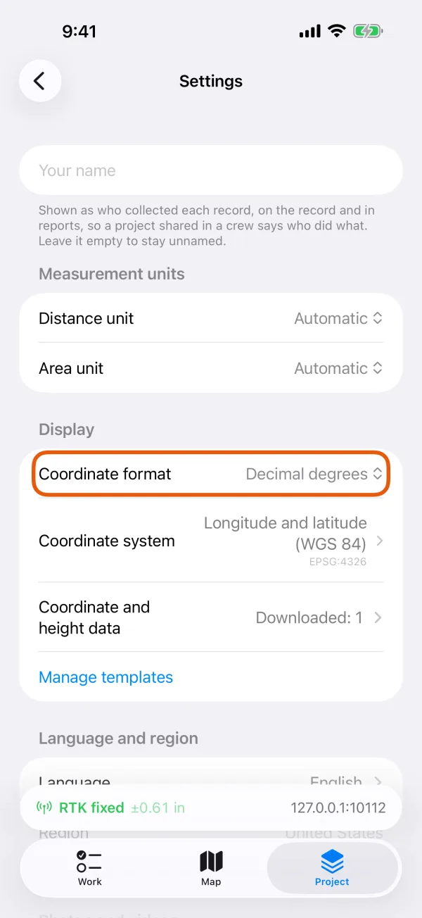 Coordinate format and Coordinate system under Display.