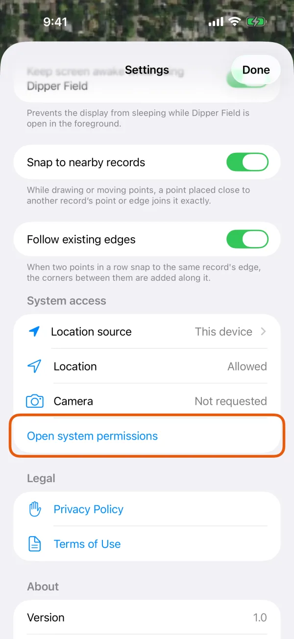 System access, with Open system permissions marked.