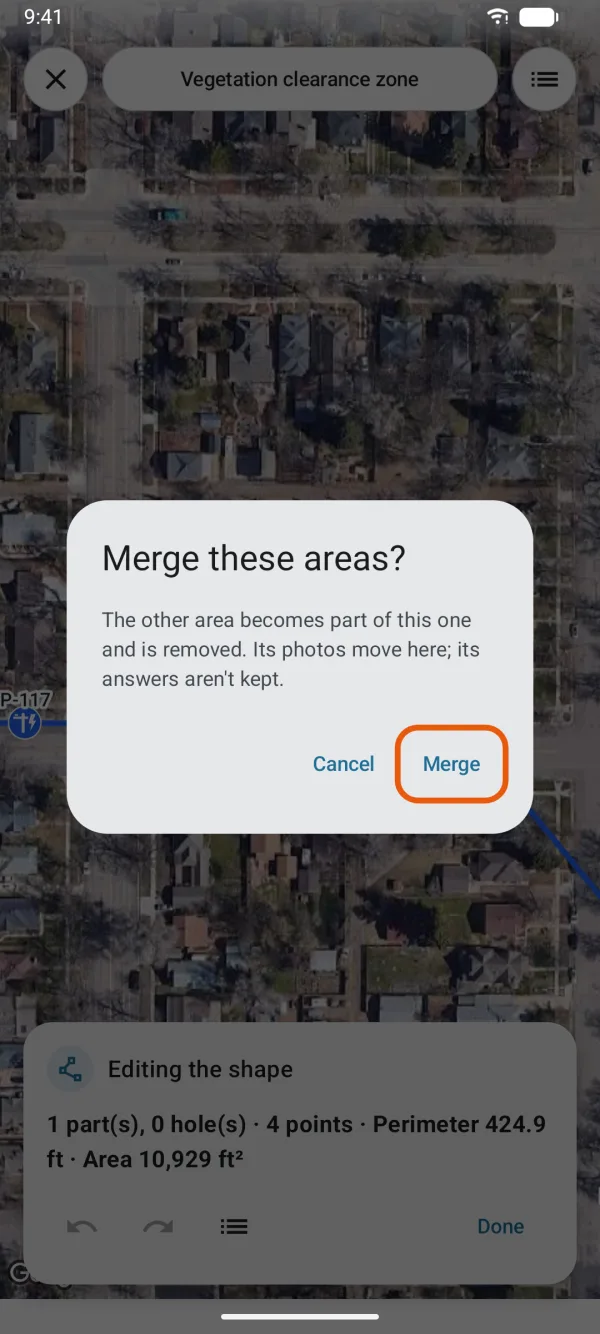 The question before two areas are merged.